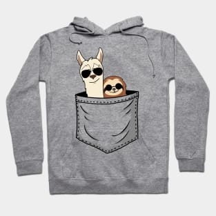 Sloth And Llama In Pocket Funny Hoodie